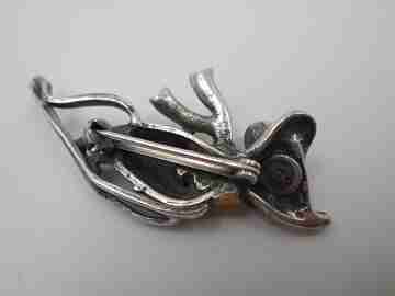 Butler & Wilson brooch. Skier mouse. Silver, enamel and amethyst. 1970s
