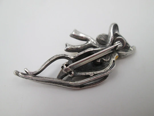 Butler & Wilson brooch. Skier mouse. Silver, enamel and amethyst. 1970s