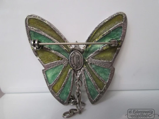 Butterfly brooch. Sterling silver & translucent enamel. Babylone Paris