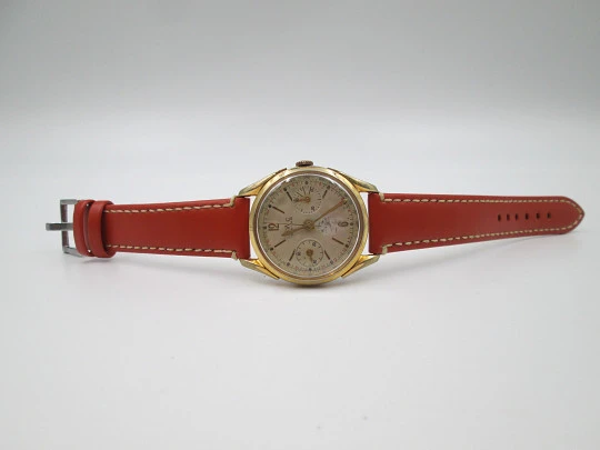 BWC Swiss chronograph. Gold plated case & stainless steel back. Manual wind. 1960's BWC Swiss chronograph. Gold plated case & stainless steel back. Manual wind. 1960's