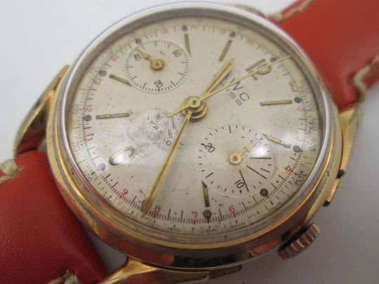 BWC Swiss chronograph. Gold plated case & stainless steel back. Manual wind. 1960's BWC Swiss chronograph. Gold plated case & stainless steel back. Manual wind. 1960's