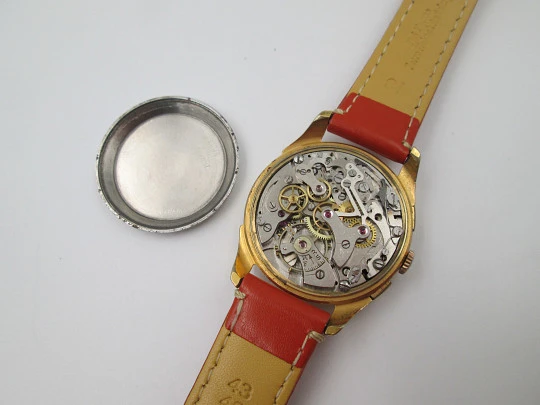 BWC Swiss chronograph. Gold plated case & stainless steel back. Manual wind. 1960's BWC Swiss chronograph. Gold plated case & stainless steel back. Manual wind. 1960's