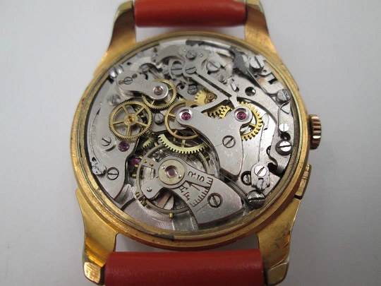 BWC Swiss chronograph. Gold plated case & stainless steel back. Manual wind. 1960's BWC Swiss chronograph. Gold plated case & stainless steel back. Manual wind. 1960's