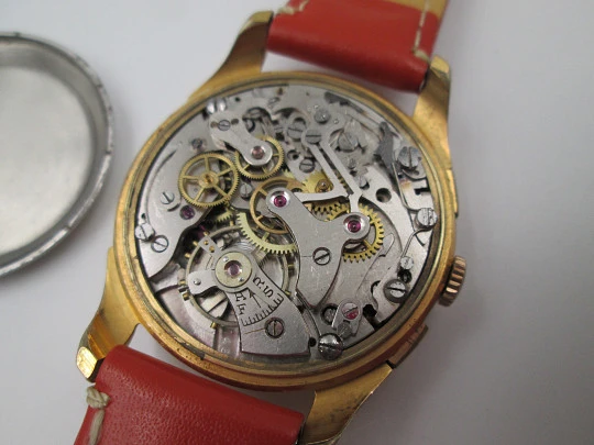 BWC Swiss chronograph. Gold plated case & stainless steel back. Manual wind. 1960's BWC Swiss chronograph. Gold plated case & stainless steel back. Manual wind. 1960's