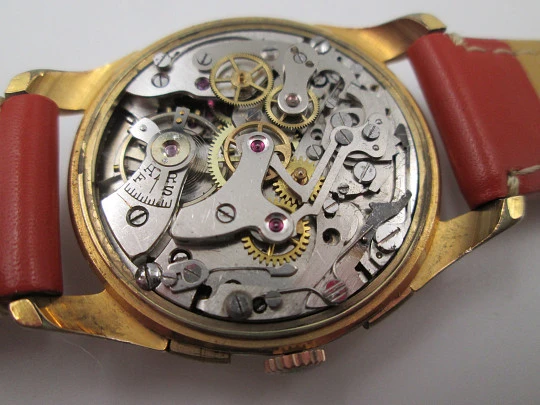 BWC Swiss chronograph. Gold plated case & stainless steel back. Manual wind. 1960's BWC Swiss chronograph. Gold plated case & stainless steel back. Manual wind. 1960's