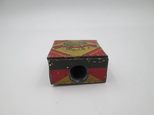 C.W.S. Goods pocket advertising pencil sharpener. Lithographed tinplate. UK, 1930's