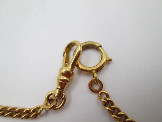 Cadena reloj de bolsillo. Metal chapado oro. Eslabones y espirales. Cierre argolla. 1970
