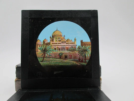 Caja 10 placas fotográficas cristal Kranseder & Cie. Escenas de viajes. Alemania. 1910
