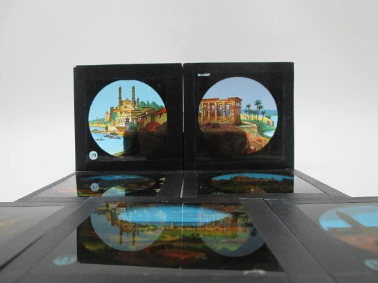 Caja 10 placas fotográficas cristal Kranseder & Cie. Escenas de viajes. Alemania. 1910