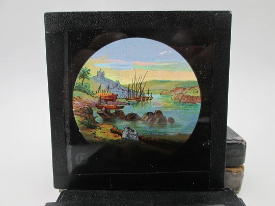 Caja 10 placas fotográficas cristal Kranseder & Cie. Escenas de viajes. Alemania. 1910