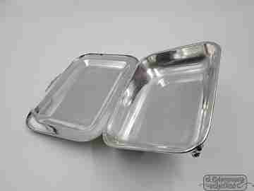Caja joyero. Plata de ley 925. Años 70. Patas garras león. Iniciales