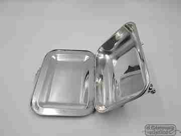 Caja joyero. Plata de ley 925. Años 70. Patas garras león. Iniciales