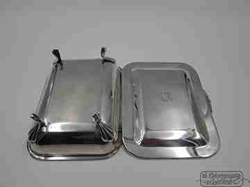 Caja joyero. Plata de ley 925. Años 70. Patas garras león. Iniciales