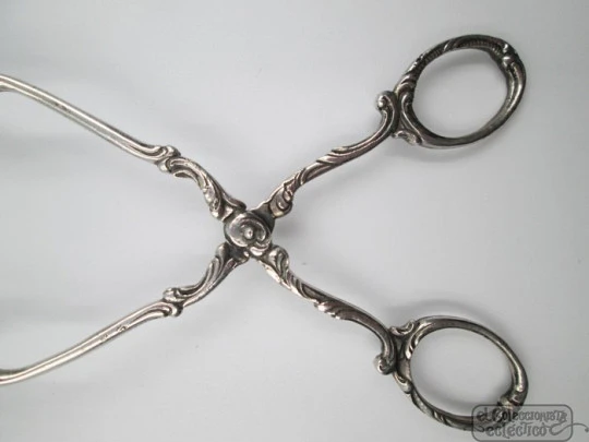 Cake pie scissor serving tongs. Sterling silver. Openwork. Flowers. 1940's