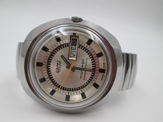 Camy Montego. Stainless steel. Automatic. 1970's. Bracelet. Date & Day