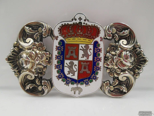 Cape clasp. Sterling silver & enamel. Castile and Leon shield