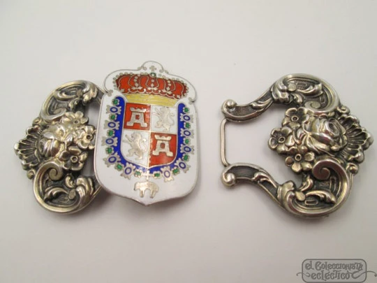 Cape clasp. Sterling silver & enamel. Castile and Leon shield