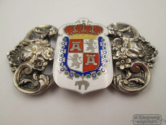 Cape clasp. Sterling silver & enamel. Castile and Leon shield