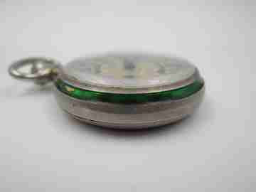 Capri pendant watch. Silver plated & colours enamel. Manual wind. 1960's