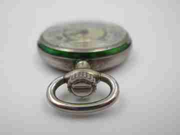 Capri pendant watch. Silver plated & colours enamel. Manual wind. 1960's
