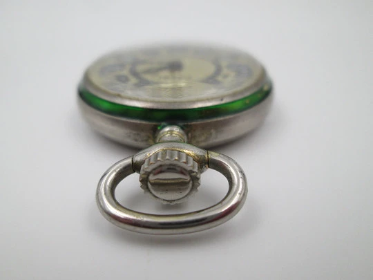 Capri pendant watch. Silver plated & colours enamel. Manual wind. 1960's