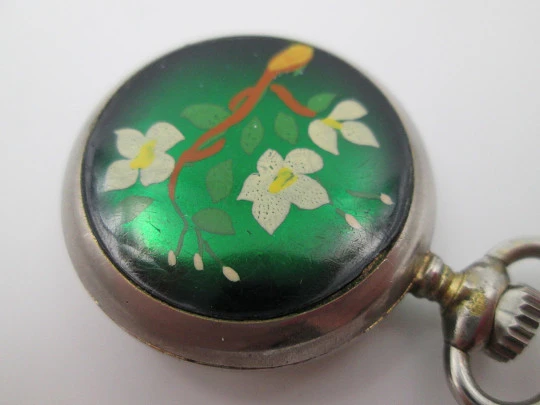 Capri pendant watch. Silver plated & colours enamel. Manual wind. 1960's