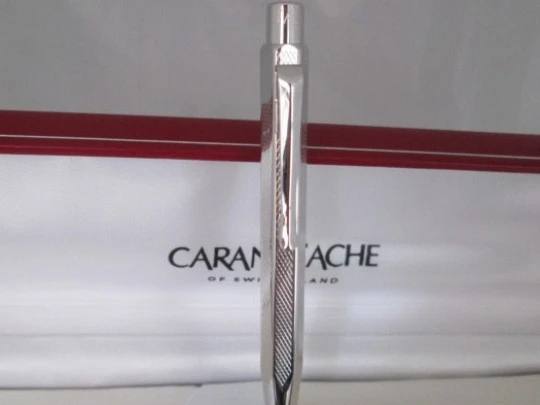 Caran d'Ache Ecridor XS Retro. Silver-plated. Box and leather cover