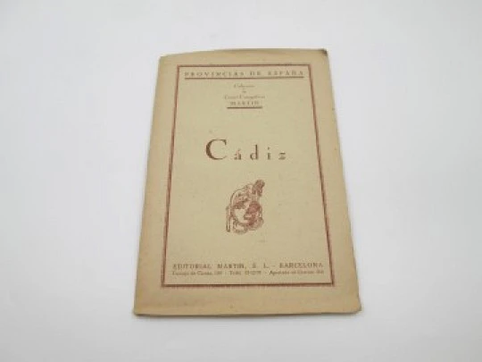 Cartas Corográficas. Mapa entelado Cádiz. Editorial Martín. 4 páginas. Color. 1954