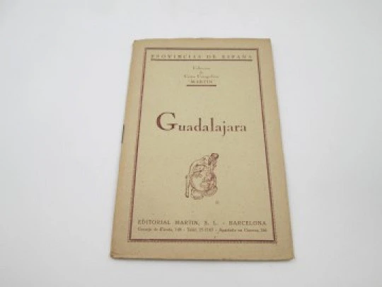 Cartas Corográficas. Mapa entelado Guadalajara. Editorial Martín. 1950