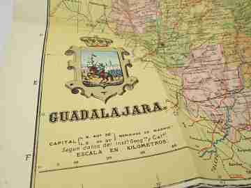 Cartas Corográficas. Mapa entelado Guadalajara. Editorial Martín. 1950