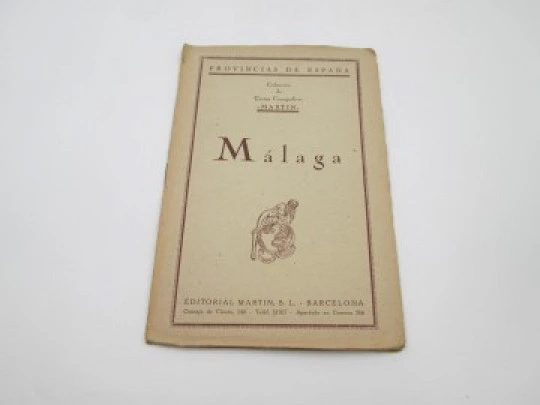 Cartas Corográficas. Mapa entelado Málaga. Editorial Martín. Color. 1950