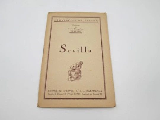 Cartas Corográficas. Mapa entelado Sevilla. Editorial Martín. Color. 1954