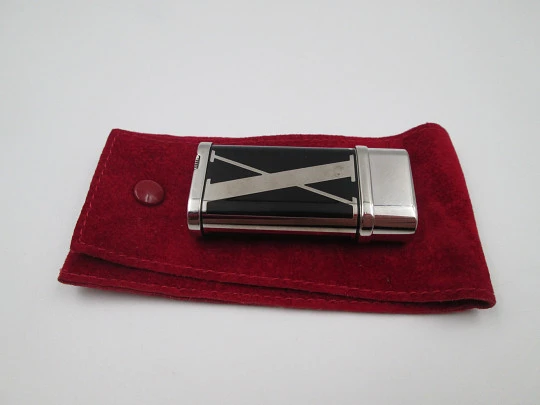 Cartier Le Must roman numerals butane lighter. Palladium and chinese lacquer. 1990's