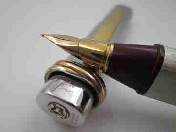 Cartier Le Must Vendome Trinity. Silver and gold plated. Burgundy resin section