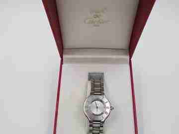 Cartier Must 21. Stainless steel. Quartz. Ladie's. 1990's. Bracelet. Original box
