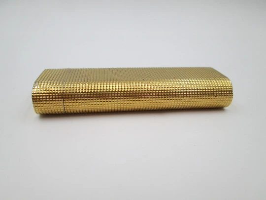 Cartier Paris butane lighter. Rhomboid decoration. Rolled gold. Swiss. 1990's