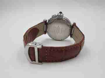 Cartier Pasha Seatimer 100 meters. Steel. Automatic. Calendar. Leather strap. Box