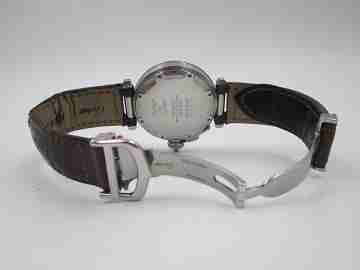 Cartier Pasha Seatimer 100 meters. Steel. Automatic. Calendar. Leather strap. Box