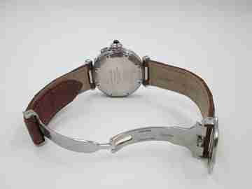 Cartier Pasha Seatimer 100 meters. Steel. Automatic. Calendar. Leather strap. Box