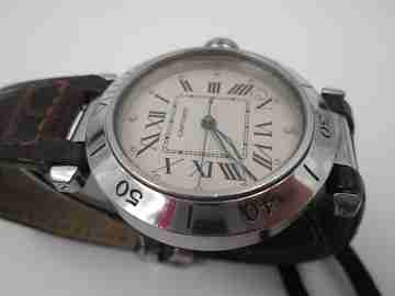 Cartier Pasha Seatimer 100 meters. Steel. Automatic. Calendar. Leather strap. Box