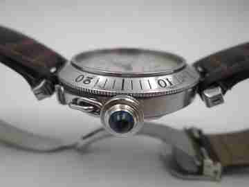 Cartier Pasha Seatimer 100 meters. Steel. Automatic. Calendar. Leather strap. Box