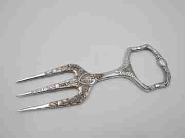 Carving fork. Electro plated nickel silver. Floral and vegetable motifs. 1940's. England