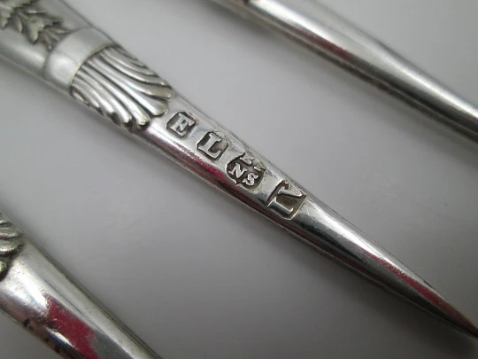 Carving fork. Electro plated nickel silver. Floral and vegetable motifs. 1940's. England