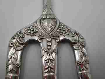 Carving fork. Electro plated nickel silver. Floral and vegetable motifs. 1940's. England