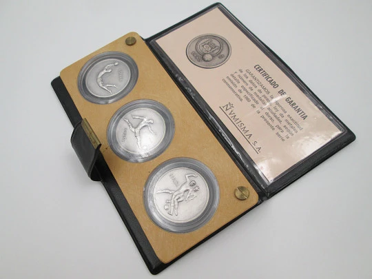 Case three sterling silver commemorative medals 1982 FIFA World Cup Spain