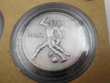 Case three sterling silver commemorative medals 1982 FIFA World Cup Spain