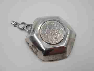 Catavinos moneda Fernando VII. Plata de ley 925. Asa calada. Años 60