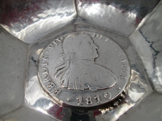 Catavinos moneda Fernando VII. Plata de ley 925. Asa calada. Años 60