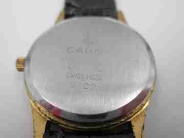 Cauny Elegance ladie's wristwatch. Quartz. Gold plated & steel. Strap. 1980's