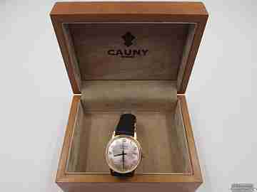 Cauny Prima Calendar. Steel & gold plated. 1960's. Wood box. Date